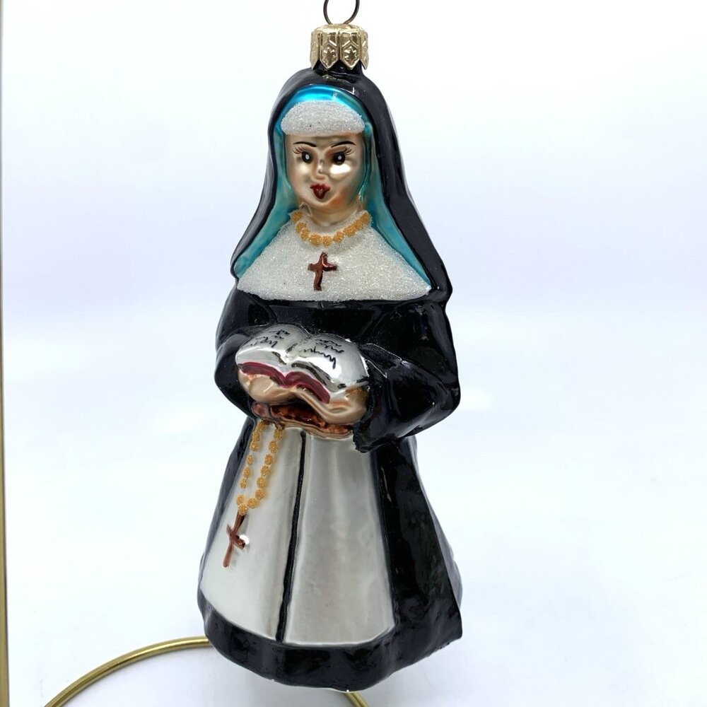 Vintage Christopher Radko Larger Singing Nun Blown Glass Ornament 6" Tall 1998